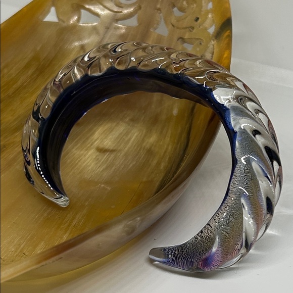 Hand Blown Swirl Ribbed Glass Cuff - Picture 10 of 13